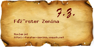 Fürster Zenina névjegykártya